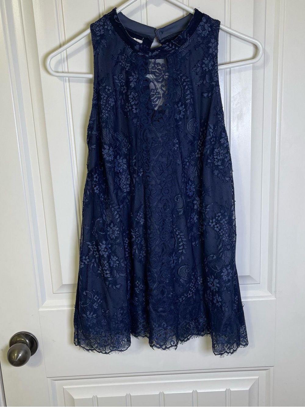 Maurices Navy Knit Top with Branded Neck Label